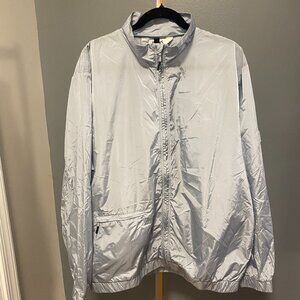 RAINS Track Jacket/Windbreaker In Silver, Size XL